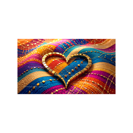 16:9 Golden Heart on Fabric 4K Desktop Wallpaper Banner Background