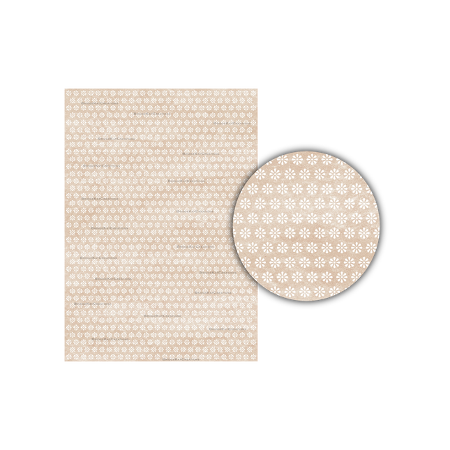 6mm White Flowers on Tan, Watercolour, A4 Paper: Digital Download