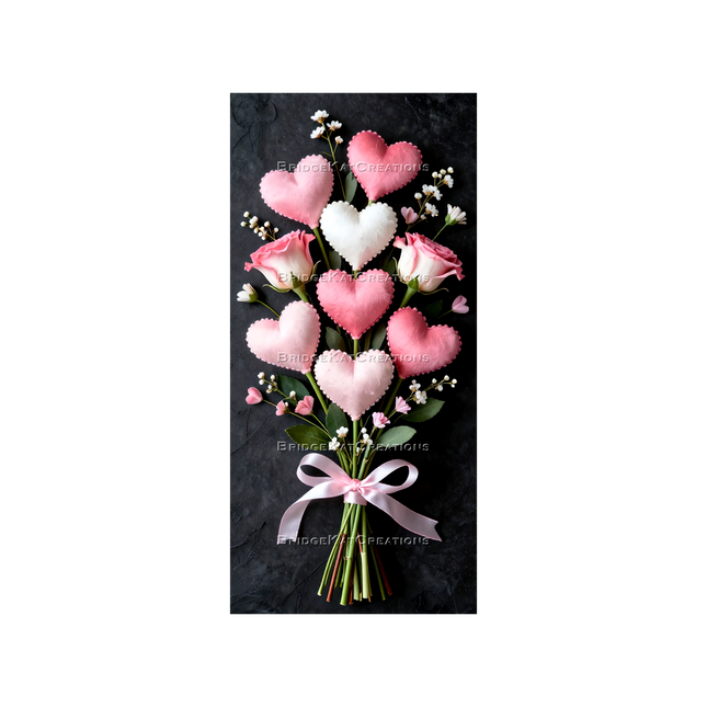 9:19 Satin Hearts with Roses Bouquet 4K Phone Wallpaper