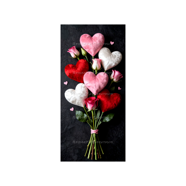 9:19 Velvet Hearts with Roses Bouquet 4K Phone Wallpaper