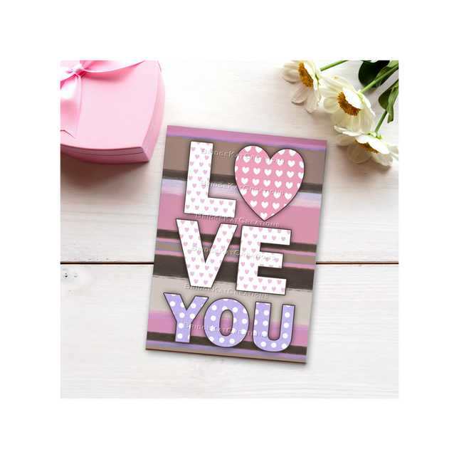 A6 Print-Trim-Fold 'Love You' Card Template: Digital Download