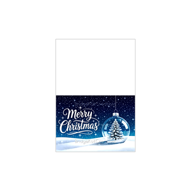 3 x A6 Print-Trim-Fold Snowy Bauble Christmas Card Templates