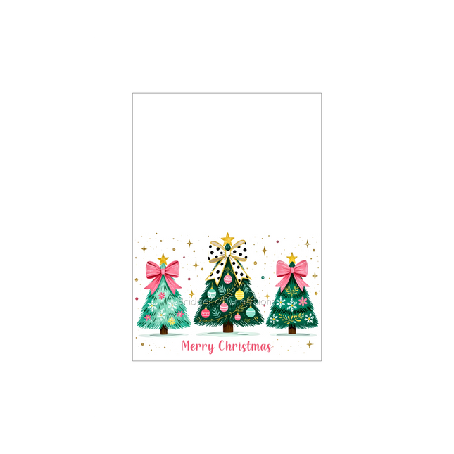 4 x A6 Print-Trim-Fold Christmas Trees Christmas Card Templates
