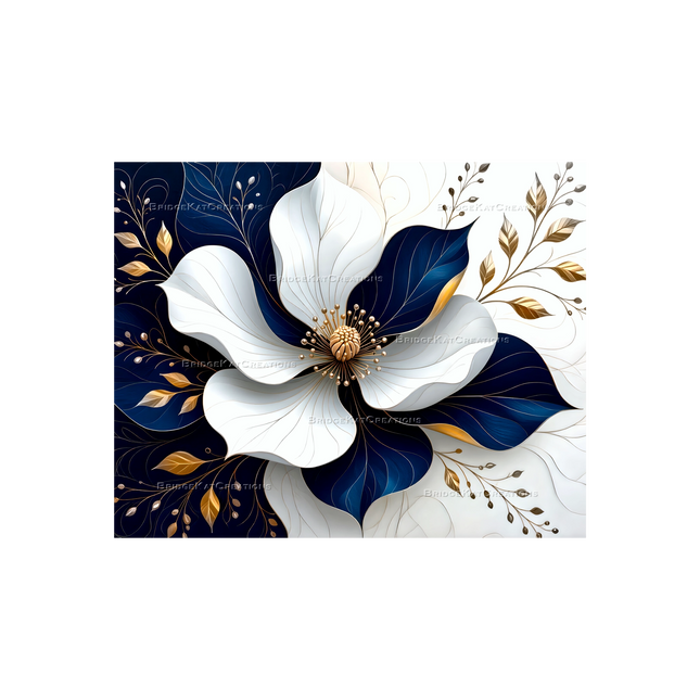 8 x 10" Abstract Botanical with Gold Detail Image