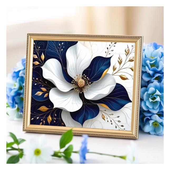 8 x 10" Abstract Botanical with Gold Detail Image