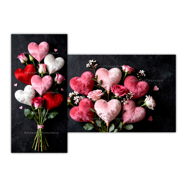 Velvet Hearts with Roses Bouquet 4K Phone and Desktop Wallpaper Combination Bundle 9:19 and 16:9