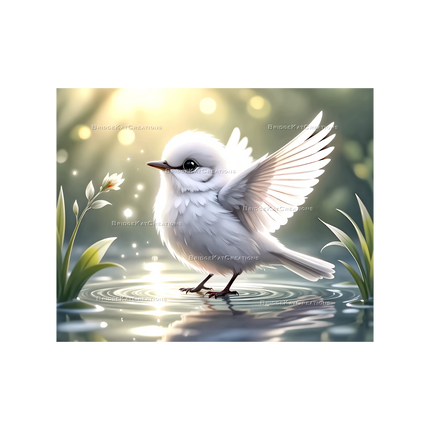 8 x 10" White Fantasy Bird: Digital Download