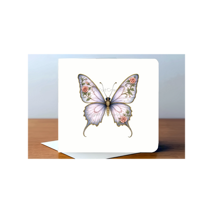 8 x 10" Lavender and Pink Floral Butterfly Illustration: Digital Download