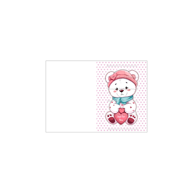 2 x A6 Print-Trim-Fold Teddy Bear 'Just For You' Card Templates