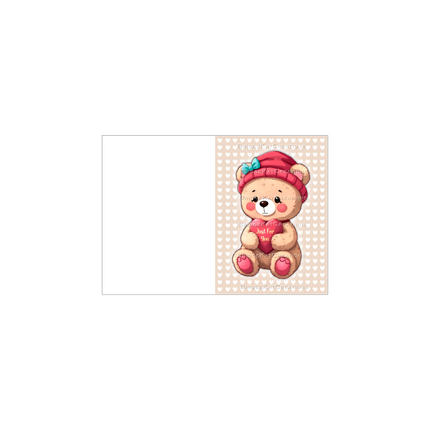 2 x A6 Print-Trim-Fold Teddy Bear 'Just For You' Card Templates