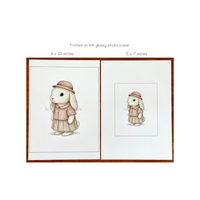 8 x 10" Little Bunny Rabbit Illustration: Digital Download