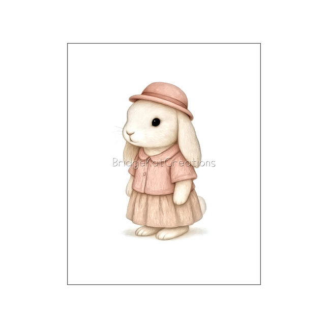 8 x 10" Little Bunny Rabbit Illustration: Digital Download