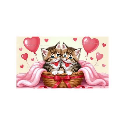 Love Heart Kittens 4K Desktop Wallpaper 16:9