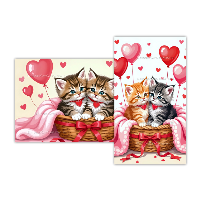 Love Heart Kittens 4K Phone & Desktop Wallpaper Combination Bundle 9:16 & 16:9