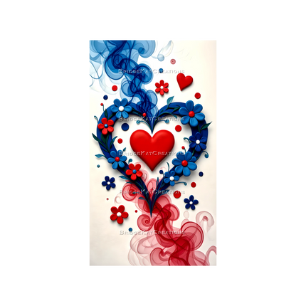 9:16 Red White & Blue Abstract Floral Hearts 4K Phone Wallpaper 3