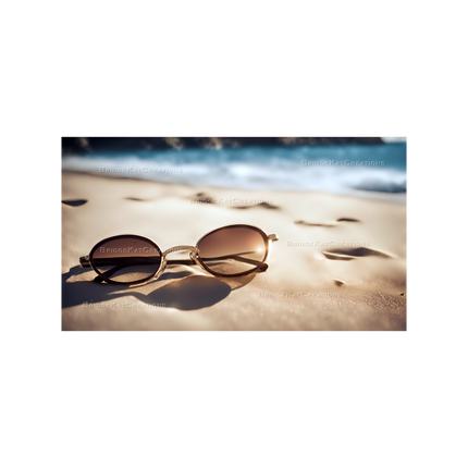 Sunglasses on Beach 4K Desktop Wallpaper 16:9