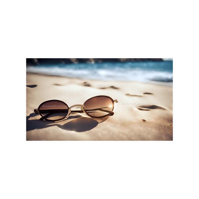 Sunglasses on Beach 4K Desktop Wallpaper 16:9