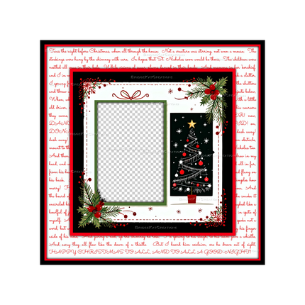 3 x Digital Papers; 2 with 'Twas the Night Before Christmas' Text Poem Plus 1 x Scrapbook Layout